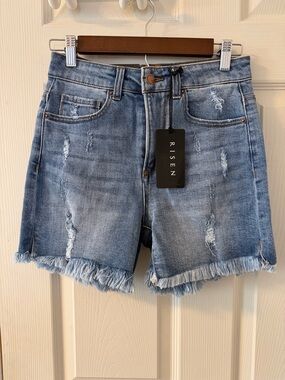 NWT Risen Distressed Denim Shorts - Size Small, Frayed Hem